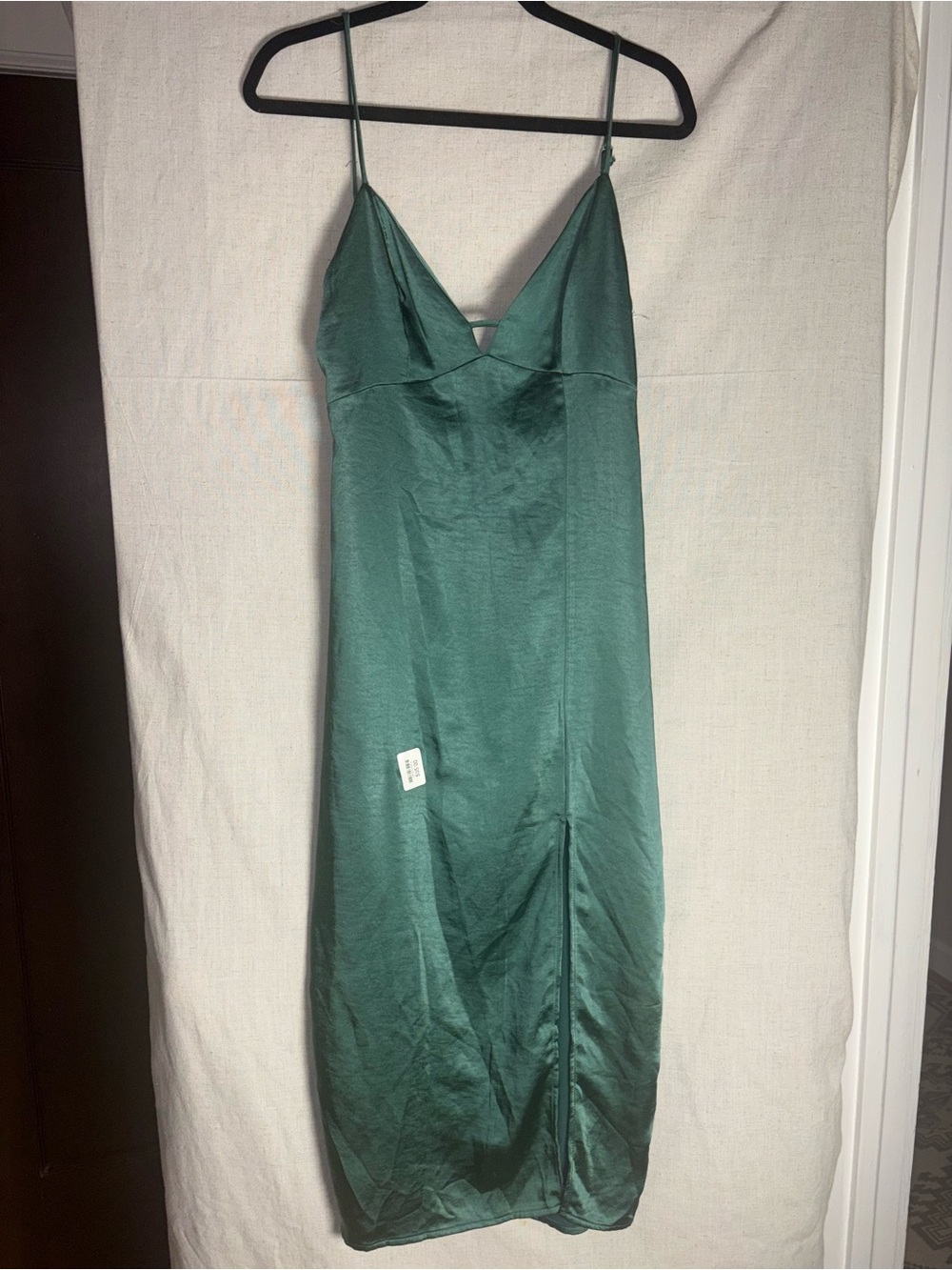 wild fable Emerald Green Satin Midi Slip Dress